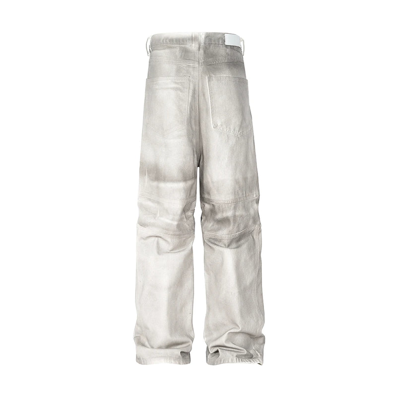 european and american high street washed distressed wide leg jeans pants y2k hip hop splashing ink pleated beggar jeans vintage unique jeans style 1365