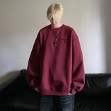 High-end Korean Round-neck Printed Sweatshirt for Men Autumn Trend Y2K High Street American Style Retro Heavyweight Jacket Top