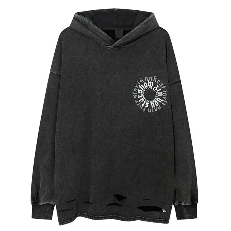 gothic graphic tee featuring fashion letter printed hoodie hip hop retro washed bottom ripped sweatshirt streetwear men hooded warm fleece loose tops hoodies