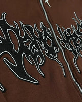 European And American New Dark Style Letter Printed Zipper Hoodie Men