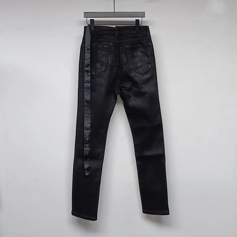 high new luxury men 2024 waxed cotton rick comfortable cotton parkour sweat casual pants tactical straight cargo u50 multi-pocket cargos