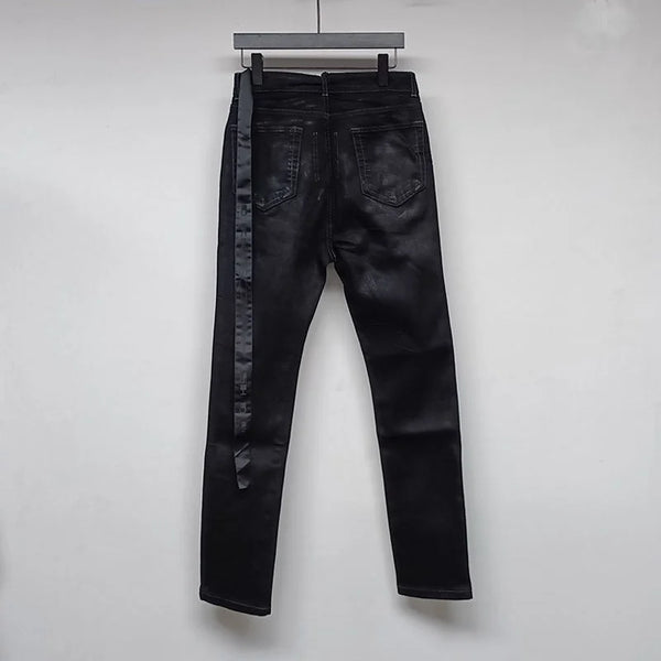 high new luxury men 2024 waxed cotton rick comfortable cotton parkour sweat casual pants tactical straight cargo u50 multi-pocket cargos