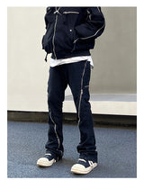 retro washed denim jean pants 2023 new casual zipper open loose straight jeans hip hop y2k pants mens jeans streetwear joggers unique joggers style 4201