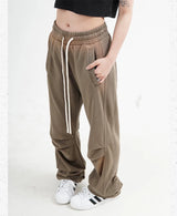 fashion washed distressed pants elastic waist drawstring men women hip hop casual sportwear pants unisex y2k streetwear joggers unique joggers style 568