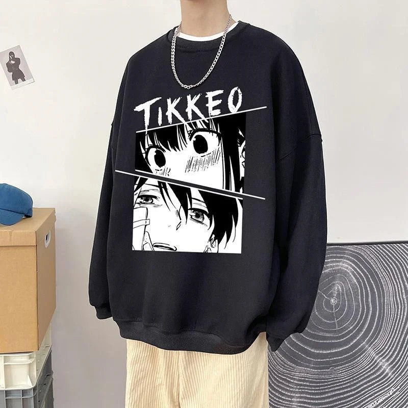 Autumn Japanese Anime Fashion Men Sweatshirt Graphic Fleece Y2K Clothes