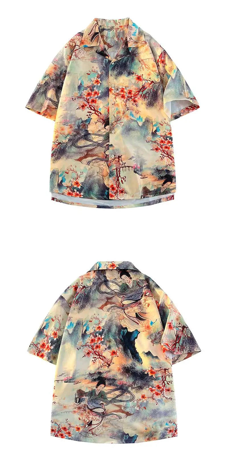 Men's Fashion Shirt Short Sleeve Printed Summer Shirts Turn-down Collar Beach Tops