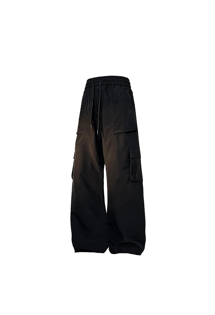 multi pocket mens wide leg straight cargo pants korean fashion track pants male casual loose mopping trousers four seasons unique cargo style 1024