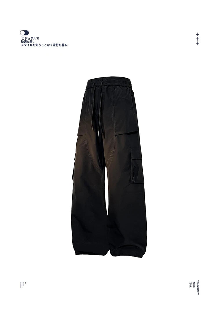 multi pocket mens wide leg straight cargo pants korean fashion track pants male casual loose mopping trousers four seasons unique cargo style 1024