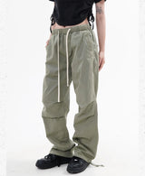 knee fold baggy pants unisex casual elastic waist straight trousers streetwear fashion drawstring women men hip hop y2k joggers unique joggers style 1269