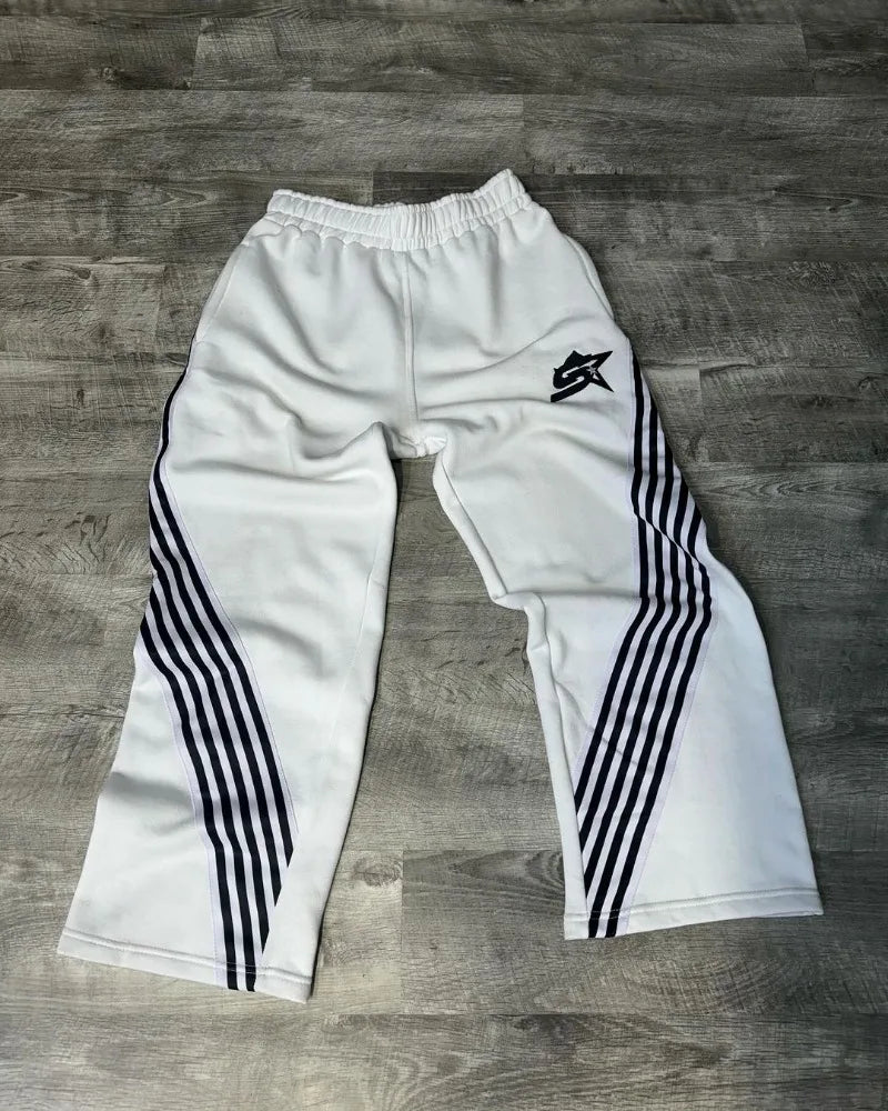 american high street fashion loose casual trousers women y2k letter stripes retro versatile oversized wide leg pants men urban fashion pants
