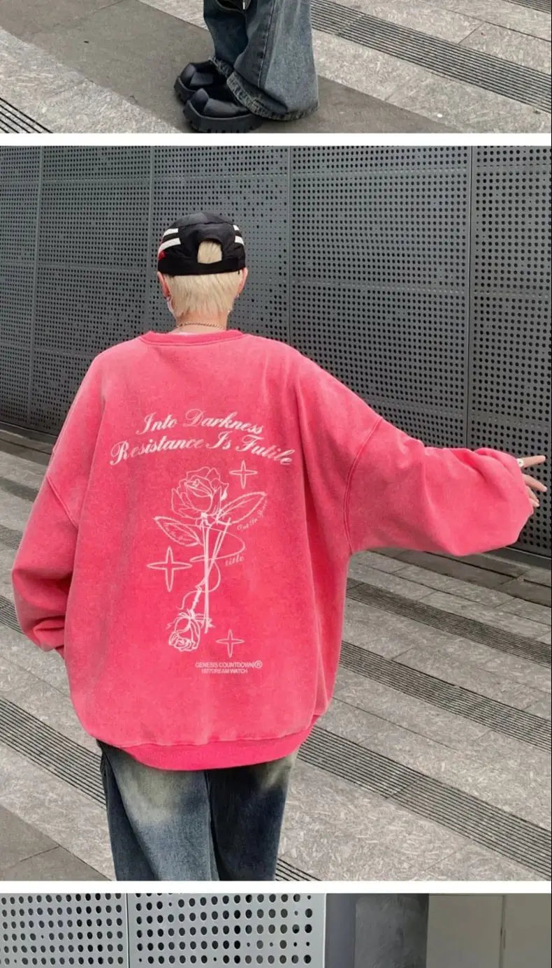 Korean Personalized Distressed Sweatshirt Men's Autumn Trend Brand High Street Handsome Loose Y2K Casual Niche Jacket Youth Tops