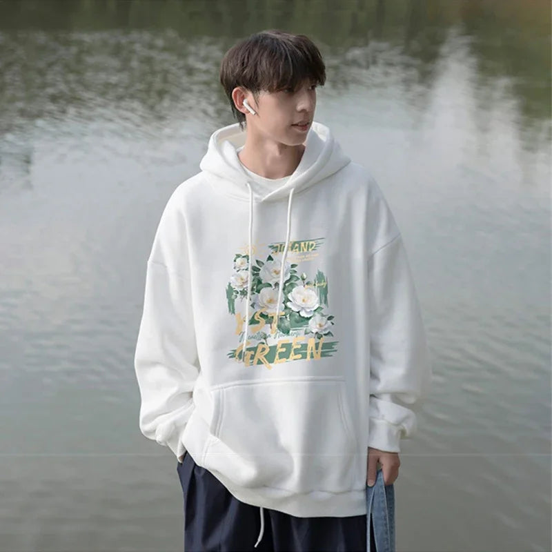 New Floral Oil Painting Art Print Pullover Hoodies Men And Women Casua