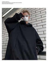 New Retro Button Neck Hooded Sweatshirts For Men Autumn Fleece Y2K Vintage Hoodies Hip Hop Fashion Streetwear Pullover Hoodie