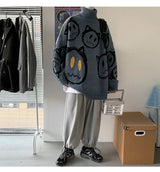 techwear flame hoodie for men, oversized streetwear fit with bold knit design, mens fashion layer for modern streetwear colle