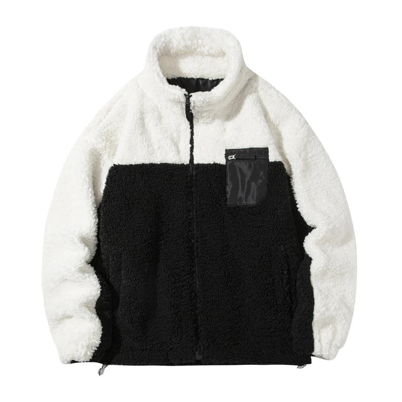 winter fleece faux fur parkas fashion warm women lambswool coat high street couple streetwear oversize jacket for men beige p - variant style 99508e for streetwear fashion