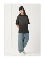 Spring Summer New Products Fried Color Wash Water Gradient Color Loose Short-sleeved Casual Basic Bottoming Round Neck