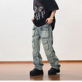 hip hop cargo denim pants streetwear plain denim pants mens harajuku cotton casual joggers jeans loose straight pants trousers unique joggers style 3855