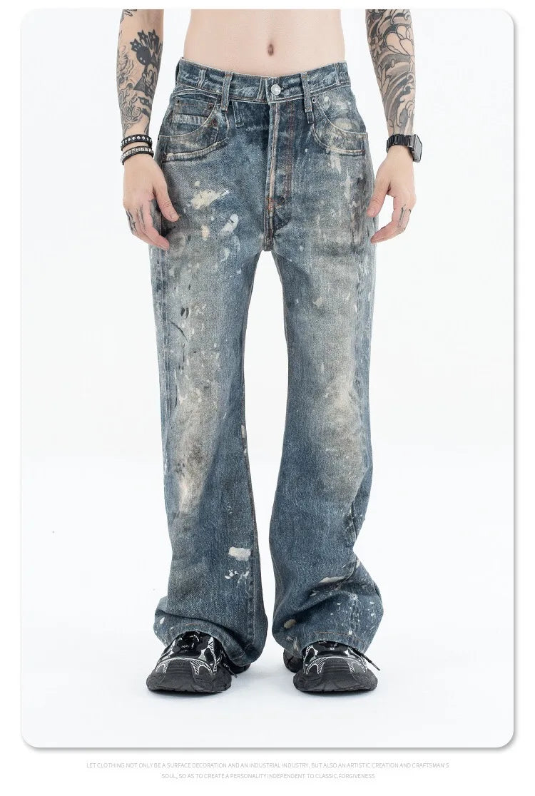 Graffiti splash ink paint baggy jeans