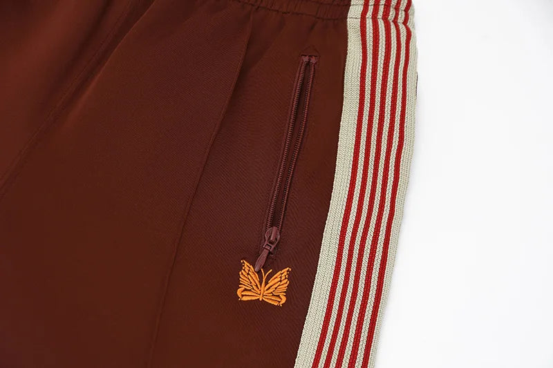 good quality brown motion casual pants men woman lovers trend side edge weaving embroidery drawstring loose trousers unique default style 5012