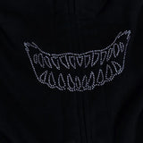 Y2K Rhinestone Skeleton Men Women Grunge Hooded Jacket Zip Up Oversize