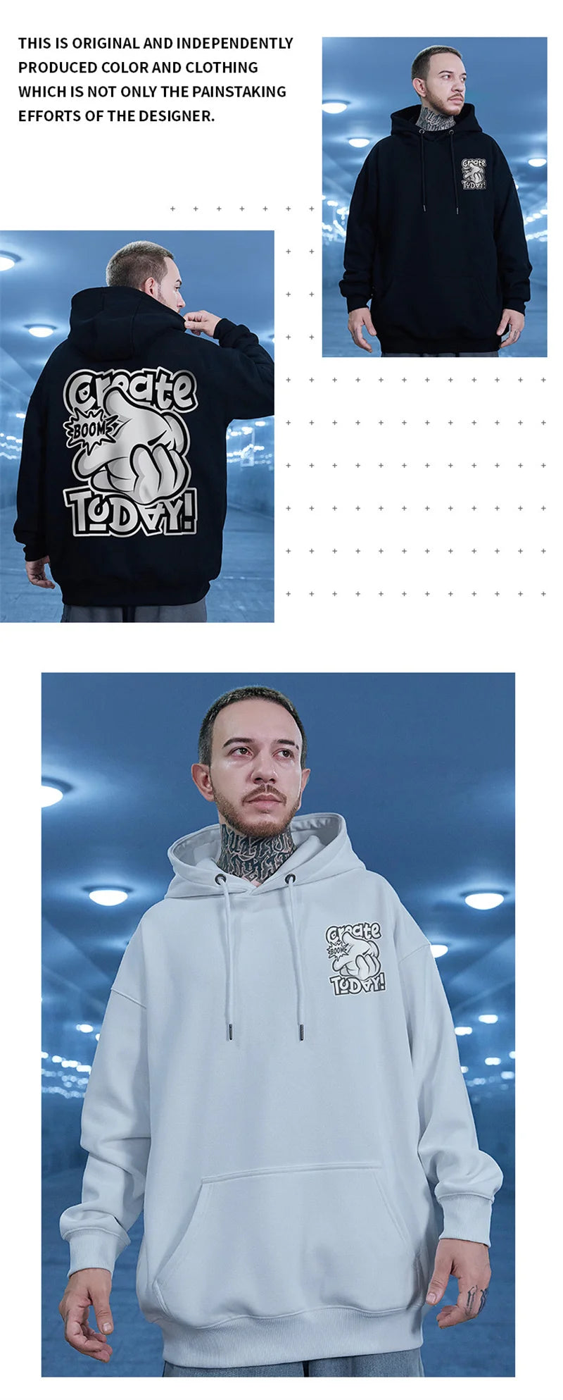 High Street Cartoon Finger Graphic Hooded Sweatshirts For Men Autumn Oversized Retro Couples Casual Hoodies y2k sudadera hombre