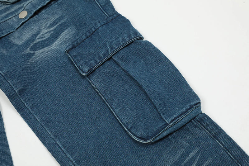 american retro buttons detachable design wide cargo jeans mens womens straight leg pants hip hop washed jeans overall 2023 unique cargo style 919