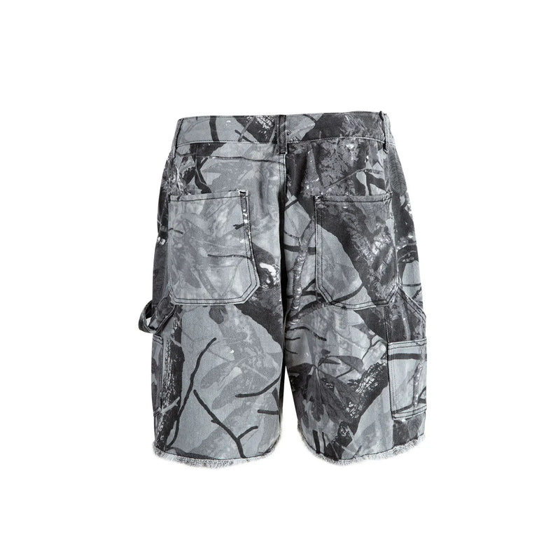 full branches trees camouflage cargo shorts for men and women straight patchwork baggy summer knee length pants oversized unique cargo style 4563