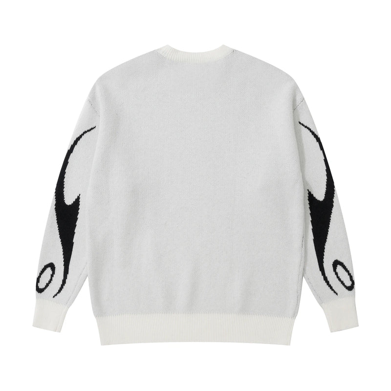 mens racing style sweater knitted pullovers casual long sleeve loose o neck harajuku sweaters streetwear unisex jumpers knitwear - trendy hip hop fashion hoodie, vintage look oversized hoodie, bold artwork streetwear hoodie