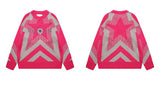 stars knitted sweater unisex harajuku letter embroidery sweater casual pink color pullover streetwear sweaters jumpers knitwear high quality cotton pullover, streetwear fashion hoodie, urban wear with bold artwork