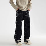 fashion graffiti printed denim jeans mens unisex casual zipper straight jeans streetwear hip hop loose black jean pants joggers casual joggers