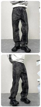 mens streetwear fashion hip hop vibe casual retro tie dyed denim pant jeans cityboy black gray straight jeans trousers unique jeans style 3050