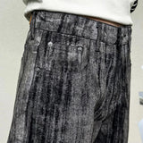 mens streetwear fashion hip hop vibe casual retro tie dyed denim pant jeans cityboy black gray straight jeans trousers vintage washed jeans