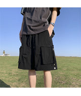 summer casual purple cargo shorts men high street drawstring pocket baggy short sweatpants y2k hip hop bermudas homme shorts unique joggers style 178