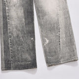 frog drift american style nostalgia vintage washable pure cotton loose zipper straight jeans long pants trousers for men women unique jeans style 1329