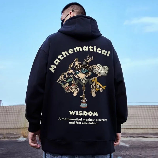 Autumn Men Funny Wisdom Monkey Graphic Print Hooded