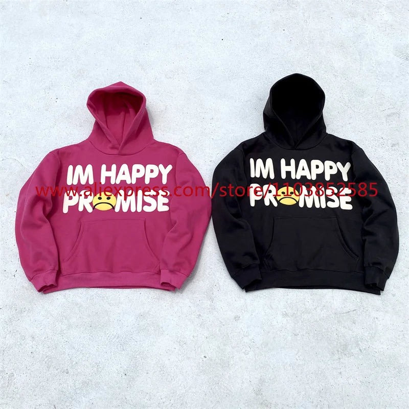 American Heavyweight Vintage Long Sleeved Fleece Hooded Sweatshirt Wit