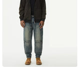 men streetwear fashion loose casual plus size denim harem jeans pant cityboy retro splice pocket cargo jeans trousers 40 38 unique cargo style 3194
