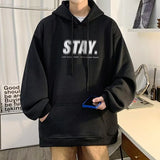 New In Letter Stay Print Sweatshirts Men Casual Vintage Fleece Pullover