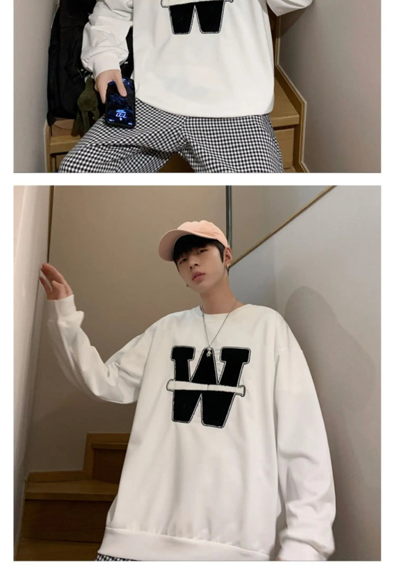 varsity graphic knit, unisex street look, trendy streetwear apparel for men and women