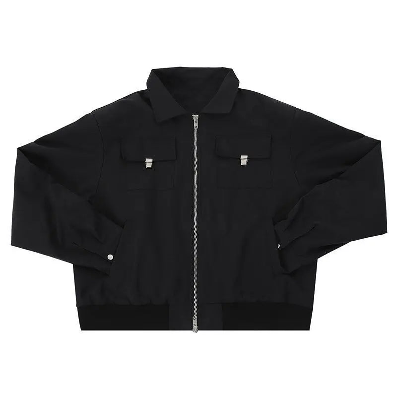 Season Fashionable Retro Airplane Jacket Men's Loose Street Y2K Niche Shoulder Pad Lapel Jacket