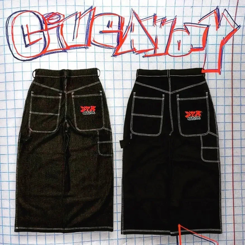 hip hop rock embroidery 3pm pattern baggy jeans y2k women street vintage harajuku high waist wide leg jeans straight leg pants urban skinny jeans