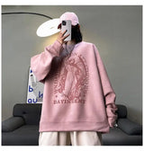 Autumn Korean Personality Street Boys Unisex Round Neck Sweatshirt Trendy American Couple Suede Long-sleeved Shirt Top