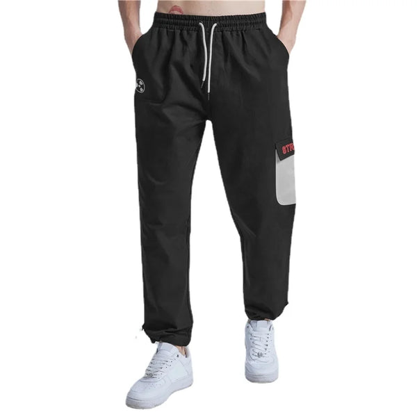 rainbowtouches new mens sports cargo pants loose fittness trousers drawstring hip hop casual fashion harajuku men pants utility cargo pants