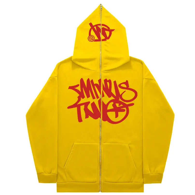 Retro Ins Zipper Sweatshirt Men's Hooded Loose Trendy Casual Y2K Versatile