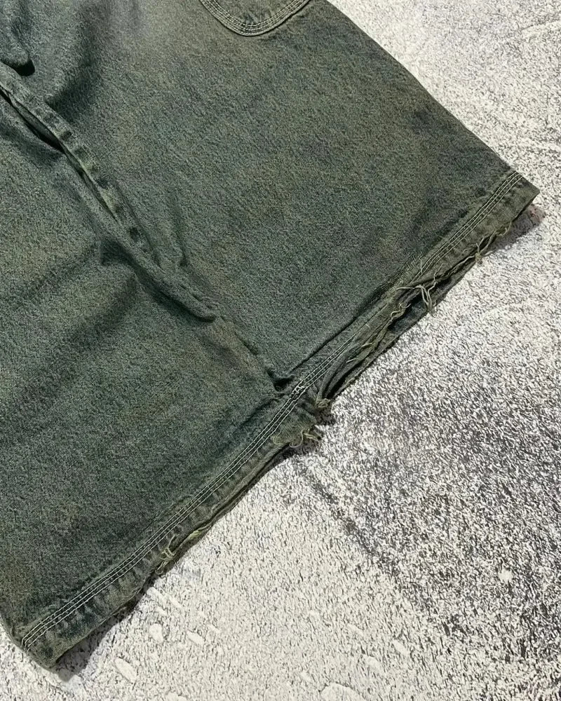 American Classic Letter Pattern High Waist Washed Jeans Women's Y2K High Street Harajuku Loose Button Punk Casual Overalls Men's