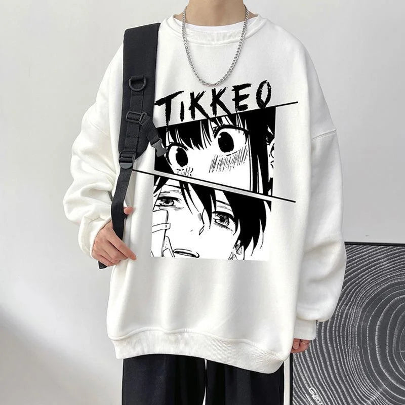 Autumn Japanese Anime Fashion Men Sweatshirt Graphic Fleece Y2K Clothes