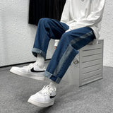 2023 summer new fashion straight jeans mens loose all match casual pants all match boutique clothing simple style stacked flare jeans