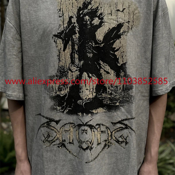 Gothic Vintage t-shirt – New Vintage Short Sleeved T Shirt With Heavy Aging Washed Wa