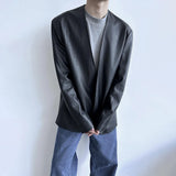 Mens Pu Leather Suit Jacket British Cardigan Casual Jacket Autumn Streetwear Campus Versatile Long-Sleeve Top Men'S Clothing