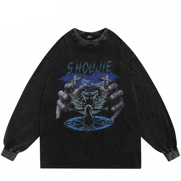 "Black Lighting" Unisex Men Women Streetwear Graphic Sweatshirt Daulet Apparel